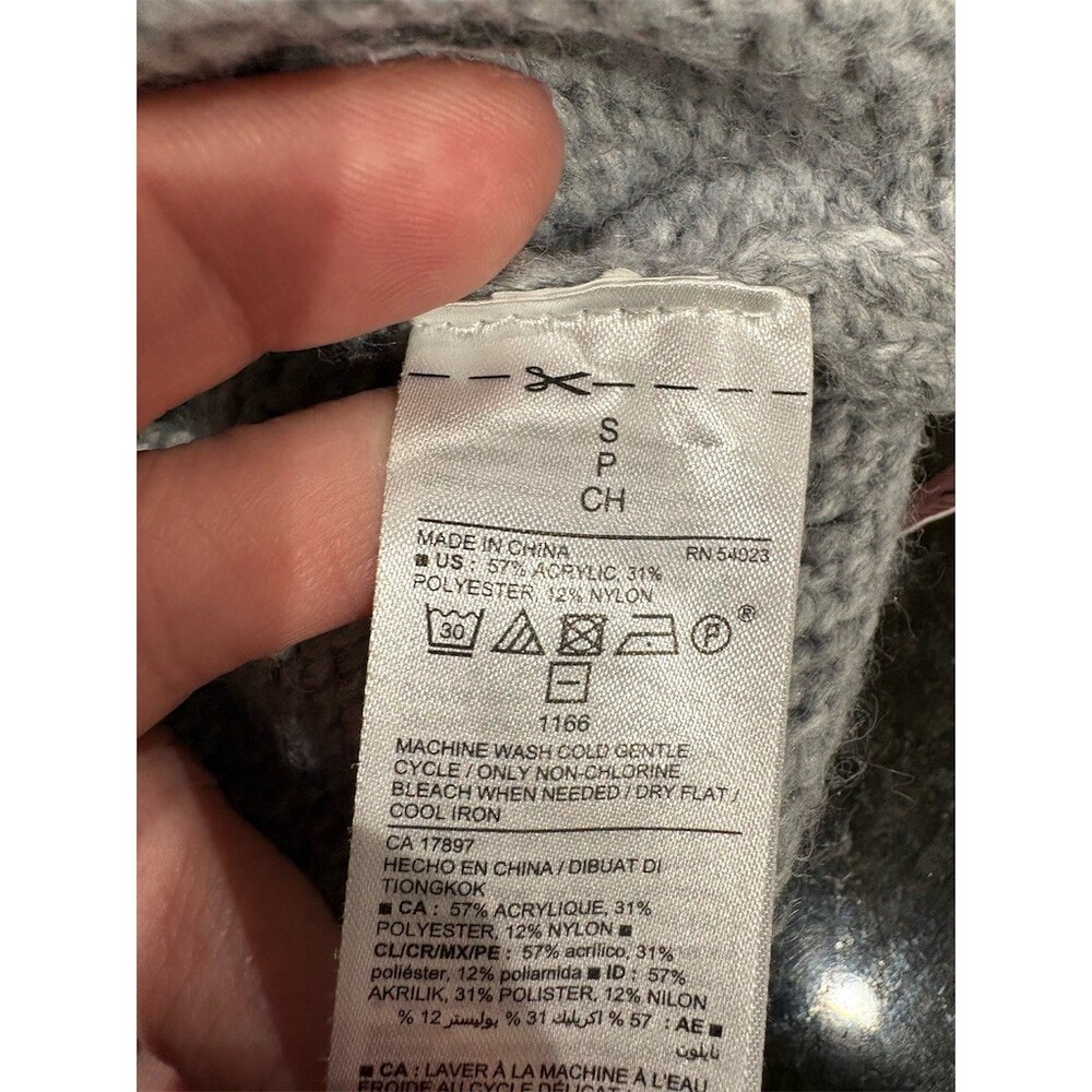 Old Navy Sweater Womens Small Gray Fair Isle Yoke Oversized Crew Neck - Picture 7 of 7